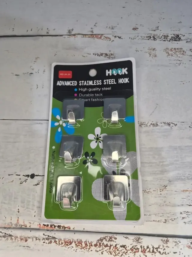 Mini Ganchos Adhesivos de Metal x6